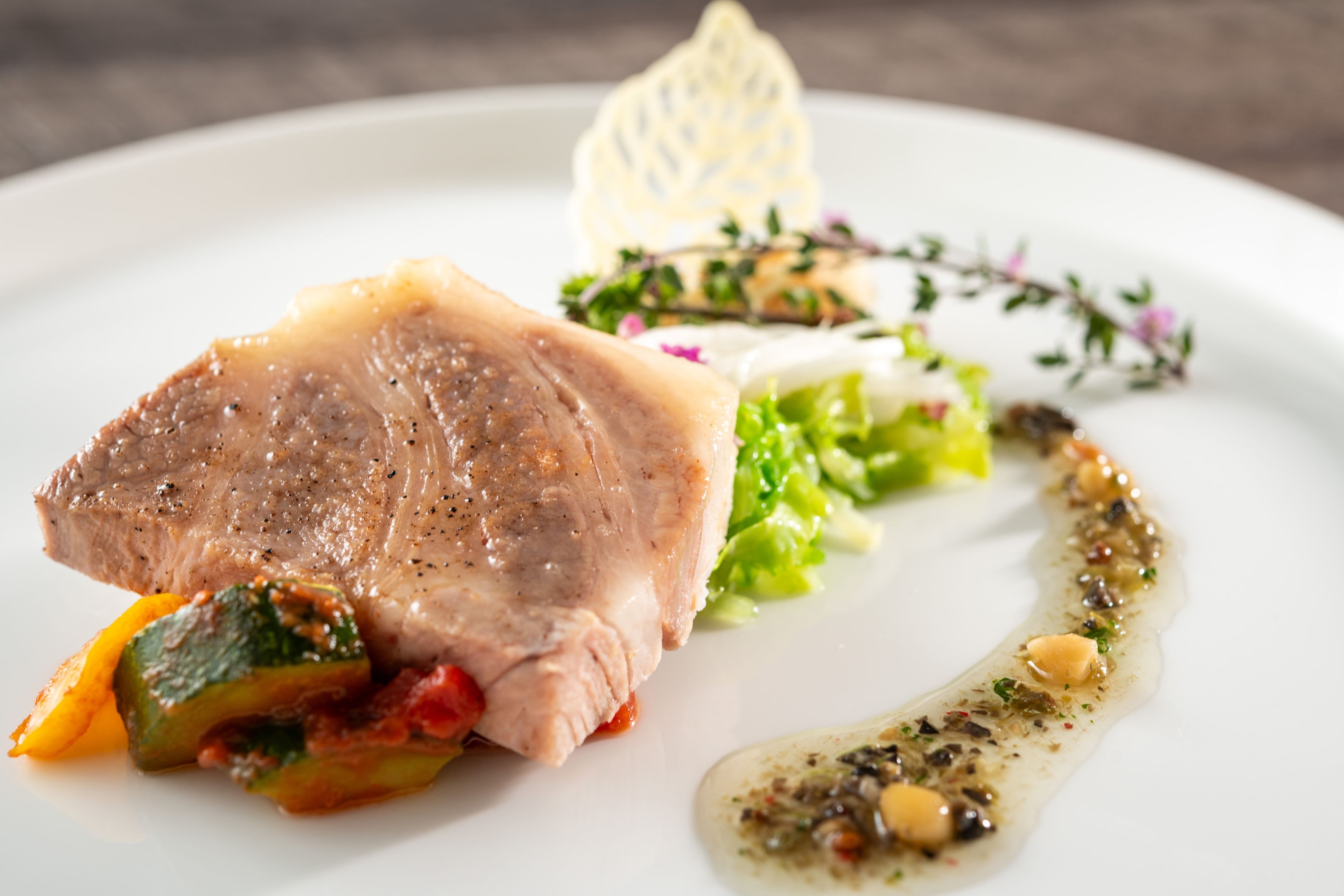 まごころ豚のソテーとポルチーニ茸の焼リゾット